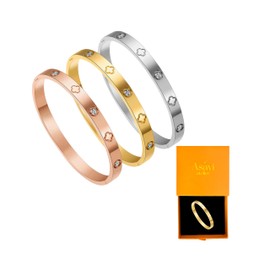 Asavi Atelier 18K Gold Plated Clover Bracelet for Women – Elegant Bangle style Bracelet for Gifting & Everyday Glam (Silver)