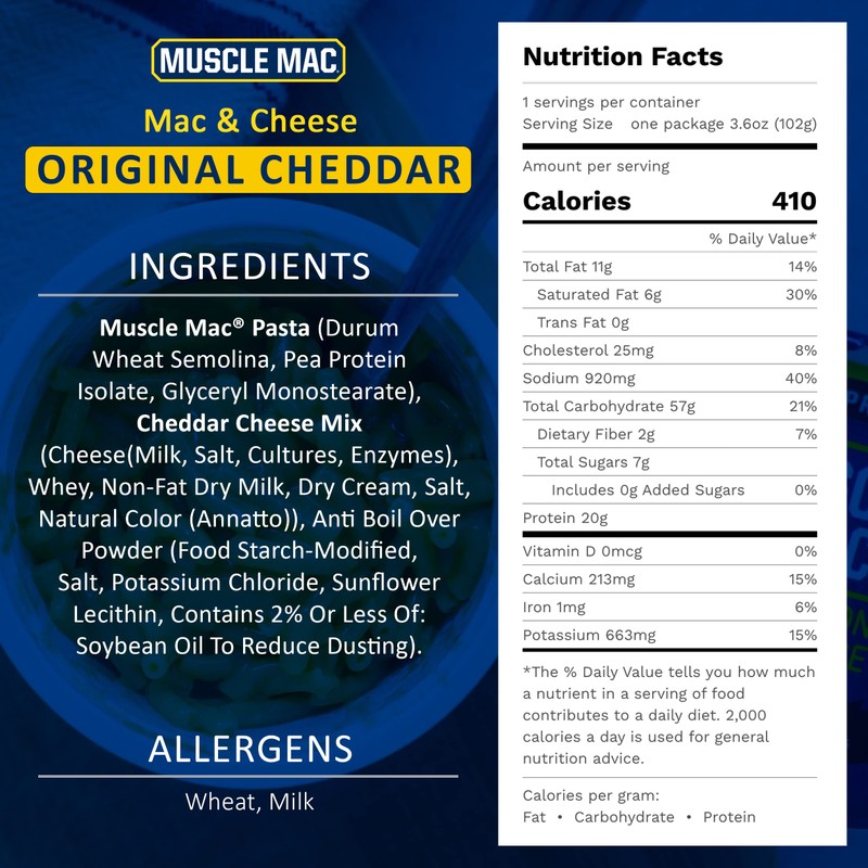 Muscle Mac Macaroni and Cheese Dinner with Real Cheese, Microwaveable,