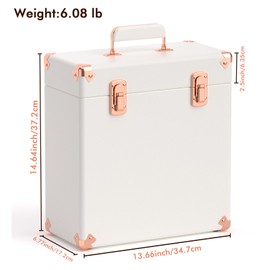 Vinyl Storage and Carrying Case - Waterproof LP Caddy, Dustproof Portable Organizer, Collector's Showcase - Holds 50 7-12 Inch Records - Ideal for Theater Rooms and Rare Collections