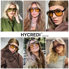 Hycredi Retro Aviator Sunglasses for Women Men, Trendy Square Shades, Vintage Classic Rectangle Sun Glasses - Leopard/Gradient Brown + Leopard/Green