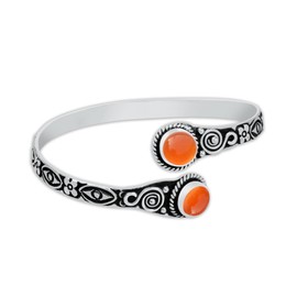 Silver Carats Two-Stone Bracelet with Carnelian - Silver-Plated, Adjustable, Chic Design