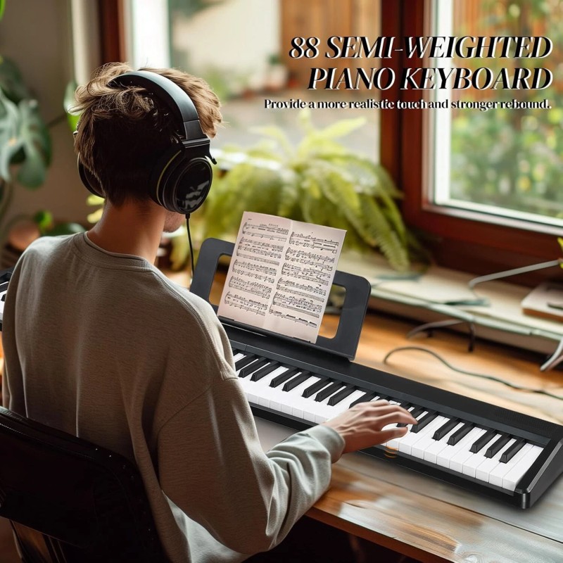 88 Key Foldable Electronic Keyboard Piano,Semi-Wei