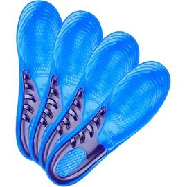 Plantillas de Gel para Hombres y Mujeres (2 Pares), Tamaños Ajustables 6-9, Absorción de Impactos, Soporte para el Arco, Plantillas Ortopédicas de Silicona para Fascitis Plantar, Deportes y Uso Diario