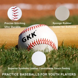 GKK Baseball 12 Pack Tballs Training Baseballs 9 inch TeeBall Safety Baseballs for Youth/Kids Baseball Soft Toss, Batting, Fielding, Hitting, Pitching, Practice(One Dozen)