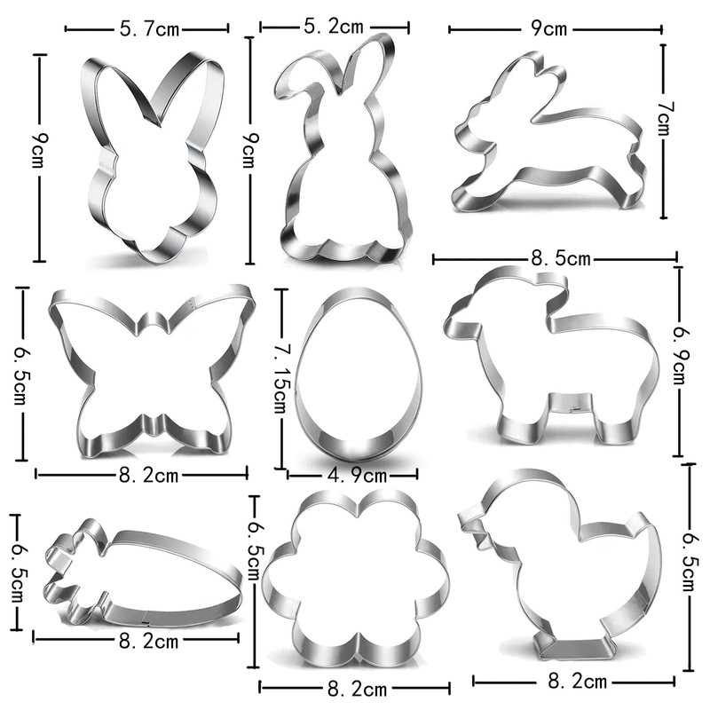 Easter Cookie Cutter Set of 9 Rabbit Egg Flower Butterfly