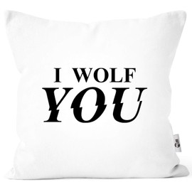MoonWorks® Cushion Cover I Wolf You I Love You Gift Declaration of Love Valentine's Day White One Size