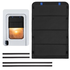 funomo RV Door Window Shade, New Model Foldable RV Blackout Window Cover, UV Rays Protection Camper Trailer Door Window Cover, Hook and Loop Fastener Waterproof Thickened Oxford Fabric (Black-B) | funomo