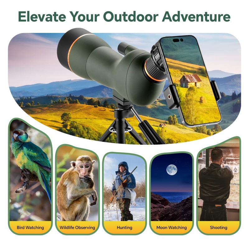 ESSLNB Spotting Scope with Tripod, 20-60x70 BAK4 High Definition Waterproof