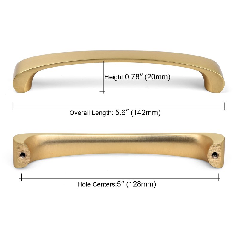 WEAVERBIRD 6 Pack Brushed Brass Cabinet Handles Kitchen Cabinet Pulls