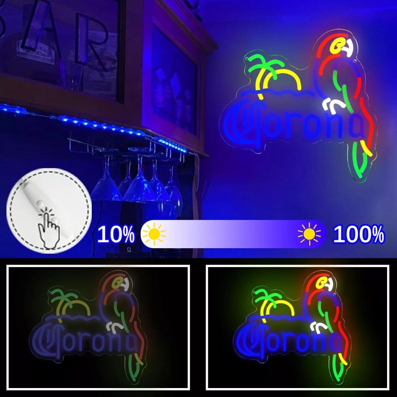 KODGGHK Corona Neon Sign Parrot Neon Lights for Bar Decor,