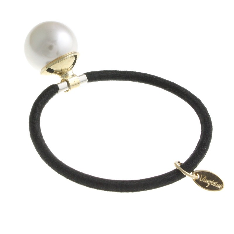 Vingtaine H-671 Single Grain Pearl Hair Rubber 0.7 inch (1.7