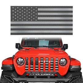 V8 GOD for Jeep Flag Front Grille Grill Mesh Insert Old Glory (Black & White) Compatible with Jeep Wrangler JL & JT Gladiator 2018 2019 2020 2021 2022