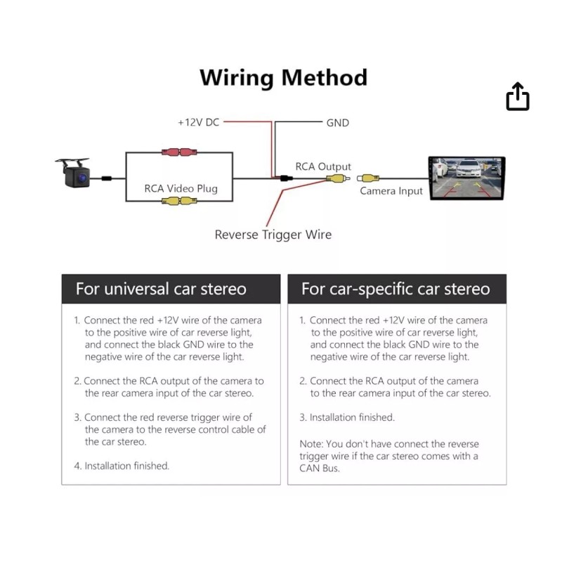 Eonon A0125 720P AHD HD Car Reverse Backup Camera 140°