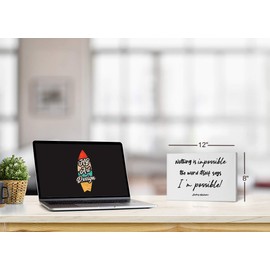 HB Art Design Nothing is Impossible The Word Itself says I'm Possible Audrey Hepburn Inspirational Motivational Quote Wall Art Canvas Print Home Decor Living Room Ready to Hang Made in USA 8x12