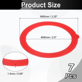 uxcell 7 Pcs Flush Valve Seal for Toilets, 2.6" ID. x 3.35" OD. Silicone Canister Valve Parts Replacement for Various Toilets with Canister Flush Valves, Red