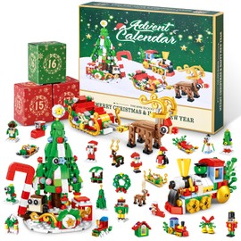 Dekoresyon Advent Calendar 2024 for Kids, 604-Piece Christmas Building Block Set, 24 Days of Daily Surprises, Countdown Gift Box, Christmas Tree/Train/Reindeer Blocks, Christmas Gift for Boys/Girls