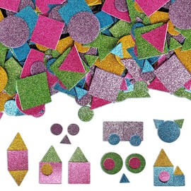 Jtnohx Pack of 170 Geometric Stickers, Glitter Foam Stickers, Geometric Foam Rubber Decoration for School Cone, Craft Stickers for Children, Scrapbooking Accessories Kit
