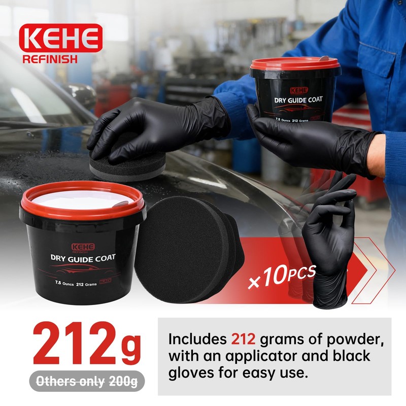 KEHE REFINISH 7.5 oz(212g) Black Dry Guide Coat Auto Body,Ultra-Fine