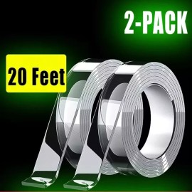 Unbranded 2 ROLLS 20'x1"x.5mm NANO TAPE Double Sided Removable Mounting Adhesive Traceless - 2 ROLLS
