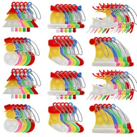 Christmas 60pcs Mini Pop It Keychain Fidget Toys, Mini Pop Bubble Christmas Fidget Toy,Silicone Mini Pop Toys Fidget Keychain Relieve Anxiety Stress Fidget Toy