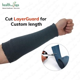 LayerGuard Cotton Stockinette Sleeve Roll, Stretchable Raw Cotton – Comfort wear, Sweat Absorbent Tubular Bandage – Prevents Residue Build up - Under-Over Cast Sleeve Bandage Wear (Grey, 4 Inch)