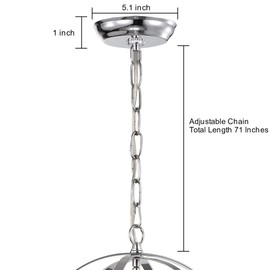 Mr.Color Chrome Canopy Kit for Ceiling Light 6 Feet Pendant Light Fixture Swag Chain with Maximum Fixture Weight of 50 Pounds Includes All Required Mounting Hardware