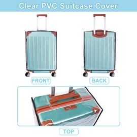 QUMENEY Clear Luggage Cover PVC Suitcase Cover Protectors with Adjustable Luggage Straps, Transparent Suitcase Protector Waterproof for Wheeled Suitcase Travel (24-Inch)