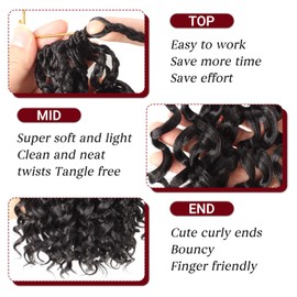 Datanala GoGo Curl Crochet Hair 12 Inch color 4# Water Wave Crochet Hair 8 Packs Long Beach Curl Crochet Braiding Hair Synthetic Extensions For Women (4#, 12inch(8packs))