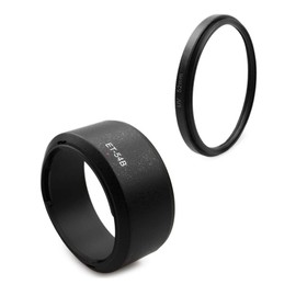 kinokoo 52mm UV Filter Camera Lens Accessories Kit for Canon EOS M50/M100/M10/M6, Protective UV Filter+Canon EF-M55-200mm F4.5-6.3 IS STM Lens Reversible Lens Hood Kit/Lens Shade Set (B)