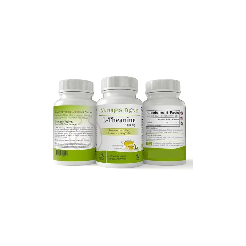 L-Teanina 200mg Nature's Trove 120 Cápsulas Sin Sabor Veganas