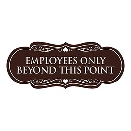 Signs ByLITA Designer Employees Only Beyond This Point Sign(Dark Brown) - Large