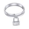 Dangle Charm Pad Lock Ring For Women Girlfriend .925 Sterling