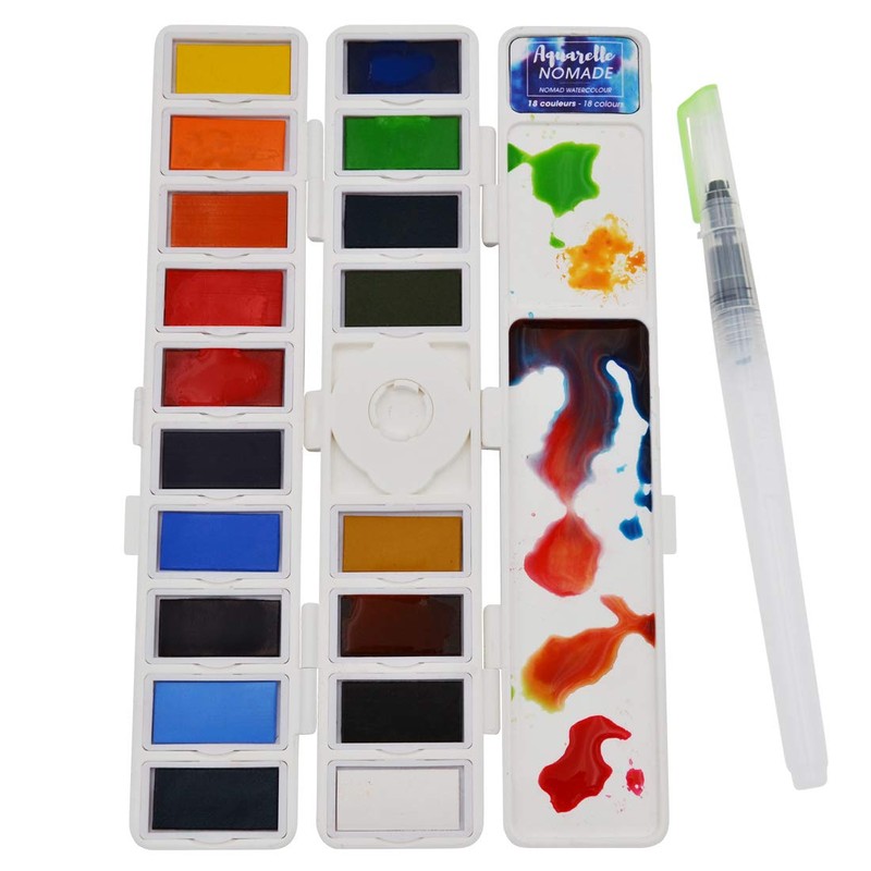 ART&GO Nomad AG42475 18 Colours Watercolour Paints, Plastic, White, Fine