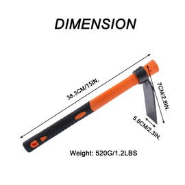 LUBAN Single Head Hoe with Heavy Duty Forged Adze and Ergonomic Non-Slip Handle for Loosening Soil, Gardening, Transplanting Outdoor 39mm/15-Inch