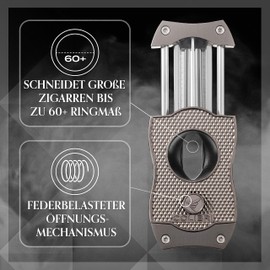 Colibri V-Cut Cigar Cutter - Diamond Pattern - Deep 7 mm V-Cut - Up to 60+ Ring Sizer Cigars - Ergonomic Design - Spring Loaded Release Mechanism - Includes Gift Box