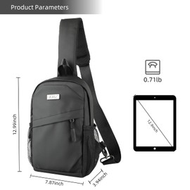 AMJ Crossbody Messenger Bag, Small Sling Shoulder Backpack for Men & Women, Travel Chest Daypack for Hiking, Camping, Sports, Outdoor (Black)