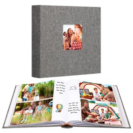 Aevdor 240 Pockets Photo Album 5x7 with Writing Space, Large Capacity 5x7 Photo Album Holds 240 Photos, Linen Cover Acid Free Pages 5x7 Photo Book with Notes for Baby Family Wedding Pictures (Grey)