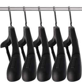 Plastic Extra Wide Suit Hangers, Pack of 15, Width: 17.7",Notched Shoulders & Metal Hooks, Black