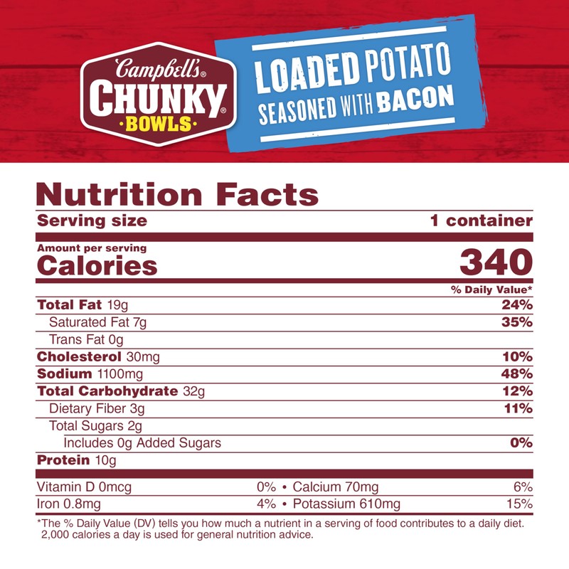 Campbell’s Chunky Soup, Loaded Potato Seasoned with Bacon, 15.25 oz