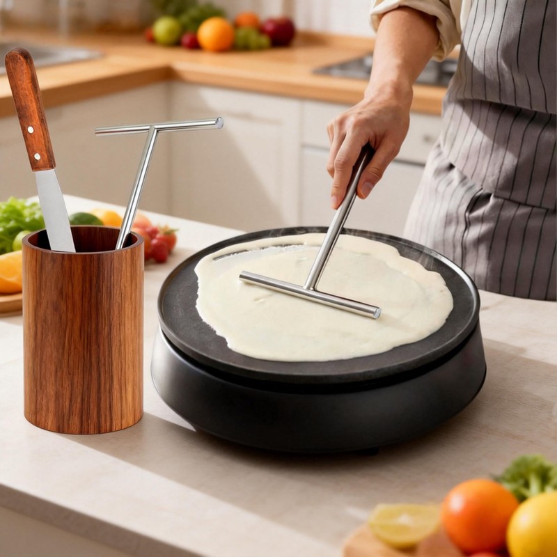 3 Pack Crepe Spreader and Spatula Kit, 12" Wooden Handle