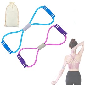Amaezorx 2Pcs Resistance Band with Handles, 8-Shaped Elastic Pull Rope for Strength Training, Yoga & Home Workout - Tension Bands for Shoulder, Biceps, Chest, Arm Exercises