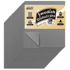 HOMEXCEL HOMEXCEL Swedish Dishcloths for Kitchen 20 Pack, Sponge Dish Cloth for Counters & Washing Dishes, Reusable and Absorbent Paper Towels, Grey