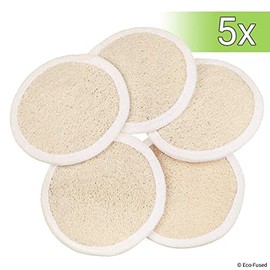 Loofah Pads (Pack of 5) - Exfoliating Scrubbing Sponges - Natural Luffa Material - Essential Skin Care Product - For Shower/Bath - Fibrous Texture - Perfect for Face/Body Wash - Wet It and Apply Soap