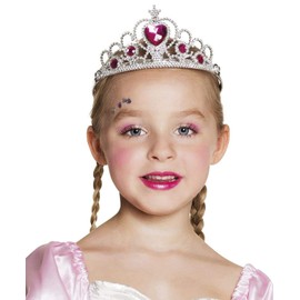 Boland 44079 - Haarreif Grace, für Kinder, Silber-Pink, Tiara, Krone, Prinzessin, Königin, Schmucksteine, Kostüm, Karneval, Mottoparty