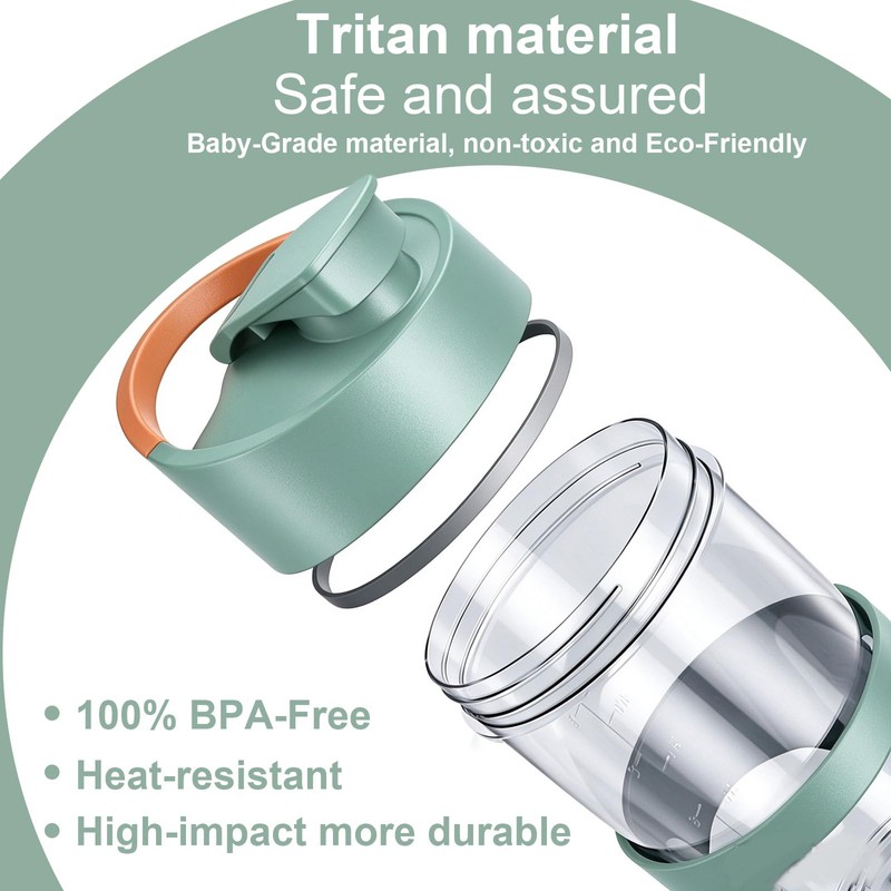 Electric Protein Shaker Bottle with Storage, USB-C, 24 oz, Green