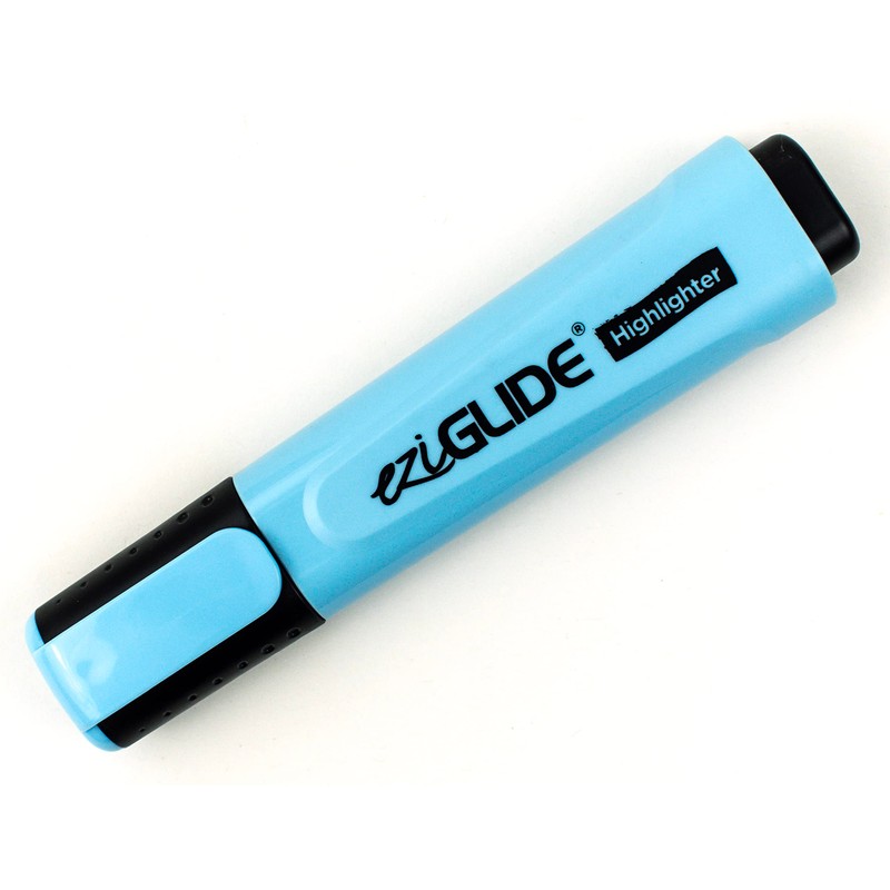 Eziglide Vibrant Blue Highlighter, Pack of 10, Bold Blue Highlighters,
