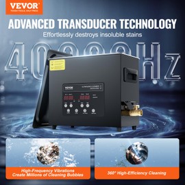 VEVOR 6L Ultra Sonic Cleaner, 180W Digital Ultrasonic Cleaning Machine with Gentle Mode & Upgraded Degassing, 40kHz Industrial Ultrasound Cleaner with Heater & Timer for Retainer, Jewelry, Tools