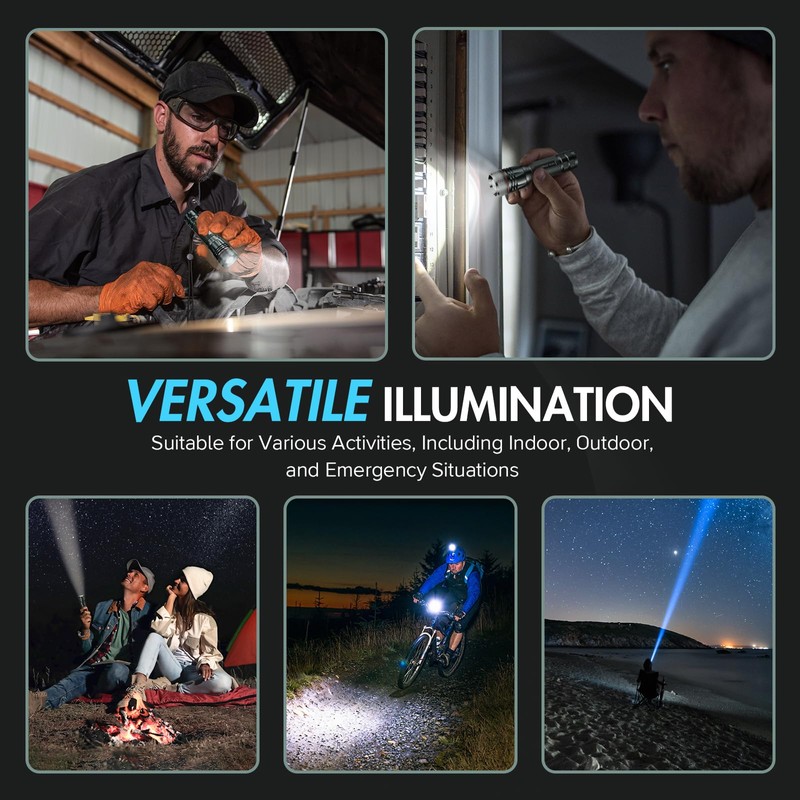 WdtPro Rechargeable Flashlights High Lumens, 1 Pack 10H Long Lasting