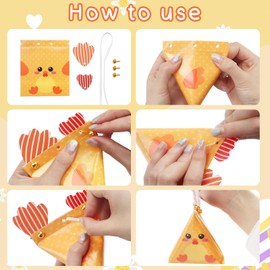 LANGFON 16 Packs Easter Gift Bags Easter Bunny Chicks Triangle Treat Bags Cute Easter Candy Goodie Bags for Egg Hunt School Events, 3D Easter Chicks Candy Bags for Easter Party Birthday Favor Supplies