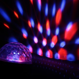 Xtreme RGB Party Light Show Projector, Unique Color/Flashing Patterns, 180-Degree Rotation, Power with 5V 1 Amp USB Power Adapter, 12V AC Adapter or 3 AA Batteries, Use Indoors/Outdoors